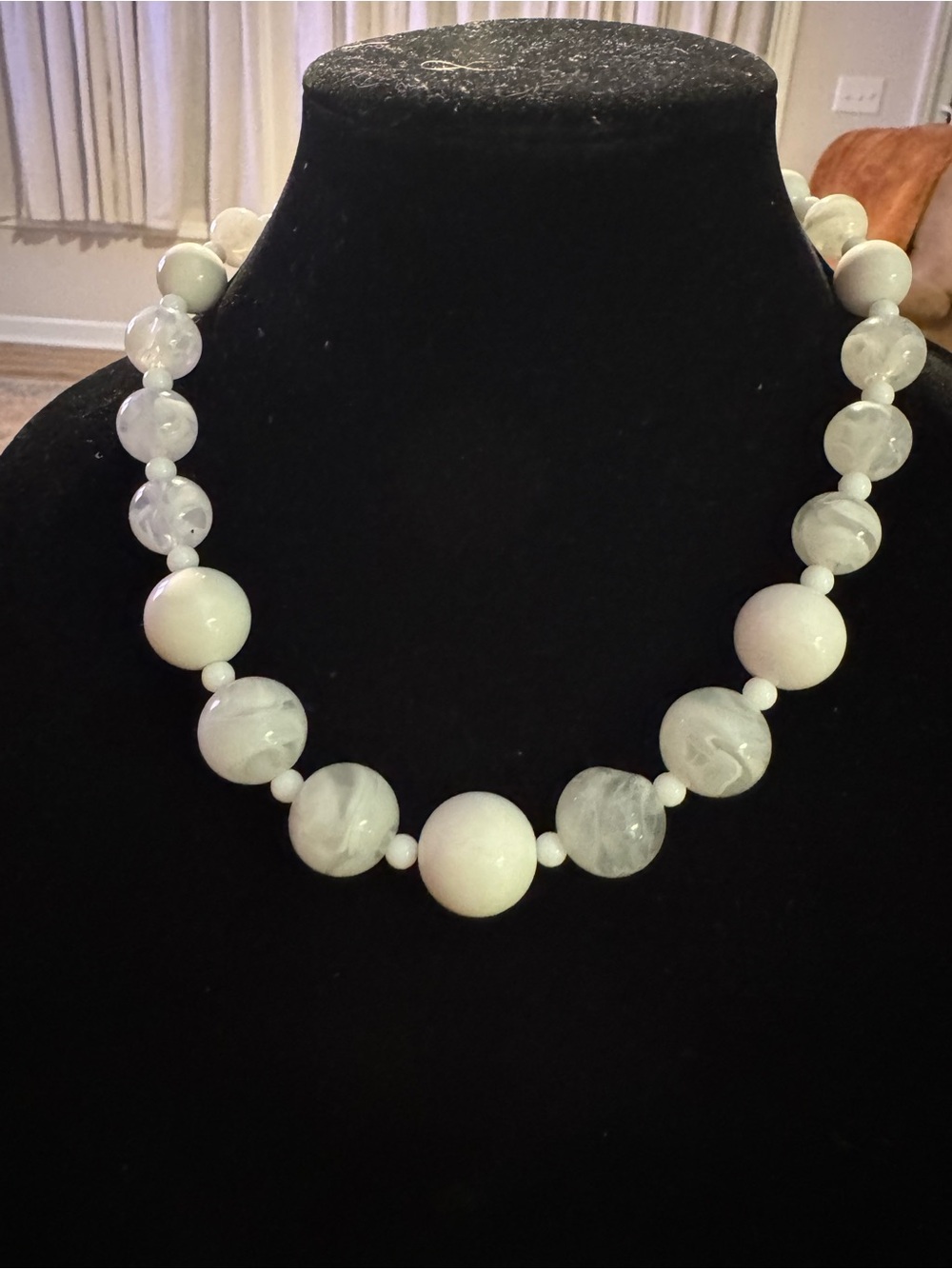 White Beaded Statement Necklace - Elegant Women’s Jewelry